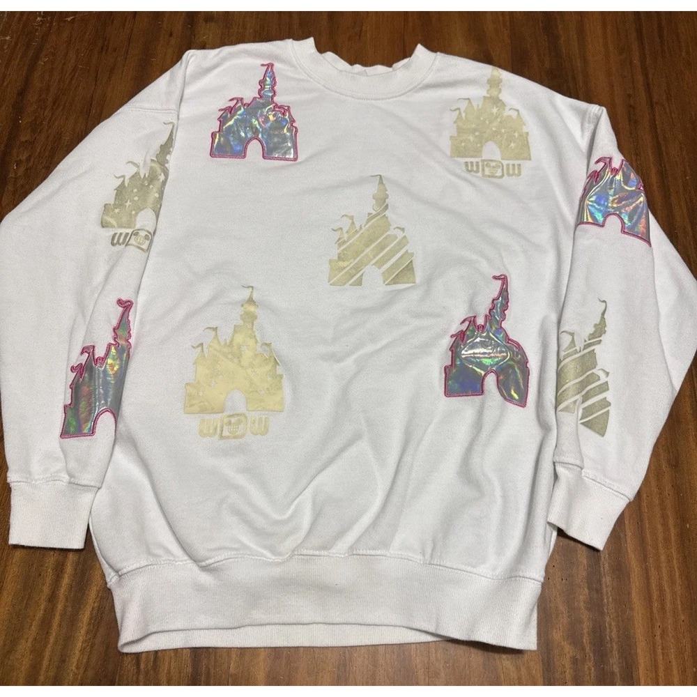 Disney Parks Cinderlla's Castle Reflective Icon Adult Women's Sweatshirt Sz M